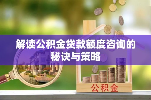龙州解读公积金贷款额度咨询的秘诀与策略