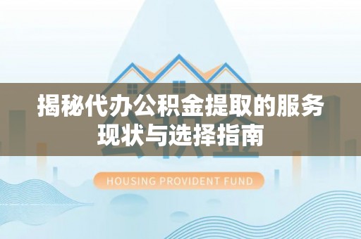 龙州揭秘代办公积金提取的服务现状与选择指南
