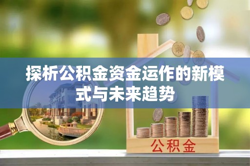 龙州探析公积金资金运作的新模式与未来趋势